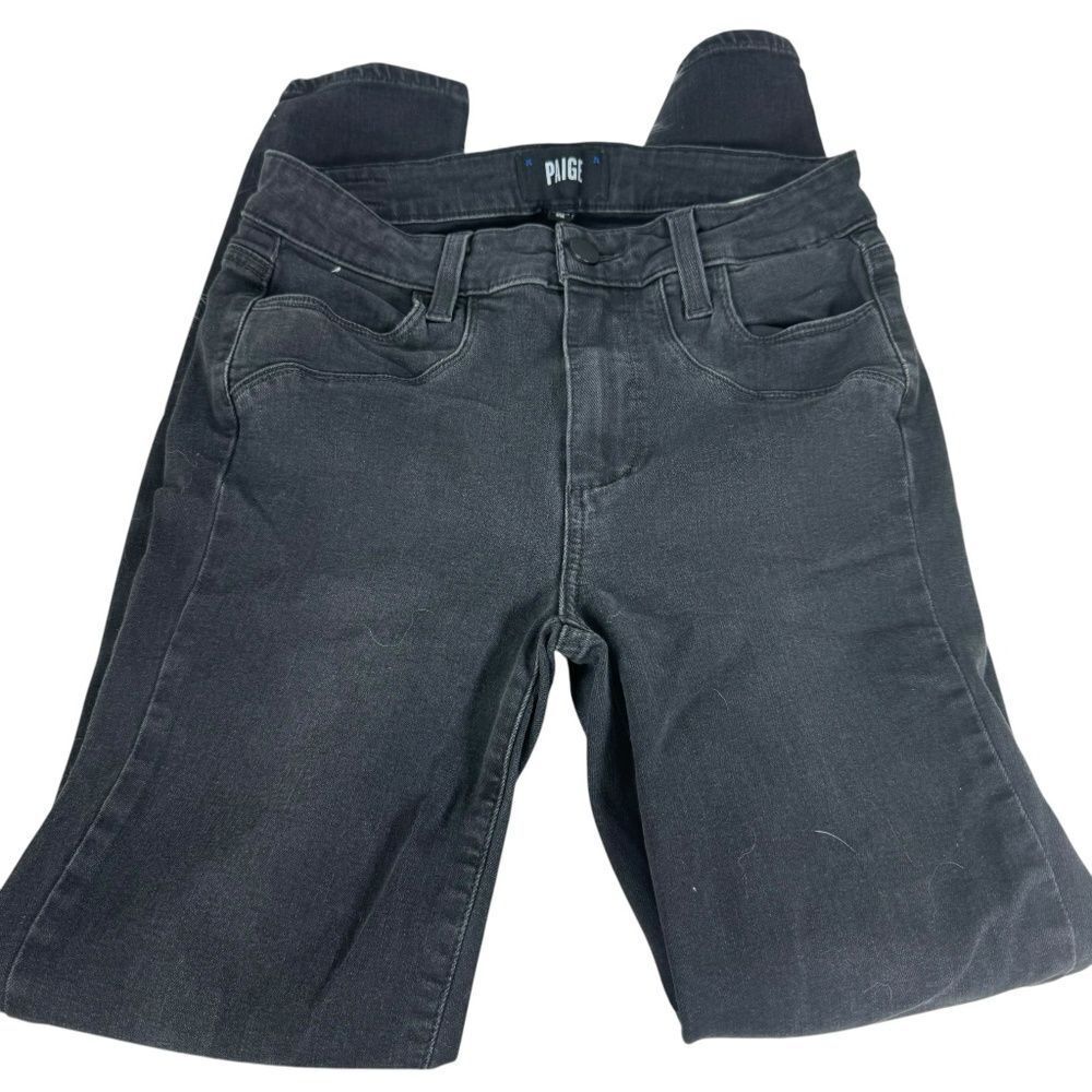 PAIGE Hoxton Ankle Black Distressed Skinny Jeans Sz 26